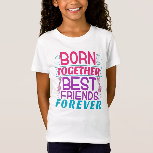 Prioriterad offert för Twin Girls Best Friends T Shirt (Framsida)