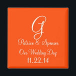 Prioriterad Orange - högeffektsmatchning mellan Fä Magnet<br><div class="desc">Bröllopsfavoritmagneter med Brides Namn,  Grooms Namn och Bröllop Date Designer Solid Färg Stil Option - anpassningsbar and anpassningsbar Designer Design Option - Orange Red High End Matching Färg Skuggarnet är bara Färg för anpassningsbar höger som mementos och bröllopsfavoriter.</div>