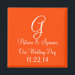 Prioriterad Orange - högeffektsmatchning mellan Fä Magnet<br><div class="desc">Bröllopsfavoritmagneter med Brides Namn,  Grooms Namn och Bröllop Date Designer Solid Färg Stil Option - anpassningsbar and anpassningsbar Designer Design Option - Orange Red High End Matching Färg Skuggarnet är bara Färg för anpassningsbar höger som mementos och bröllopsfavoriter.</div>