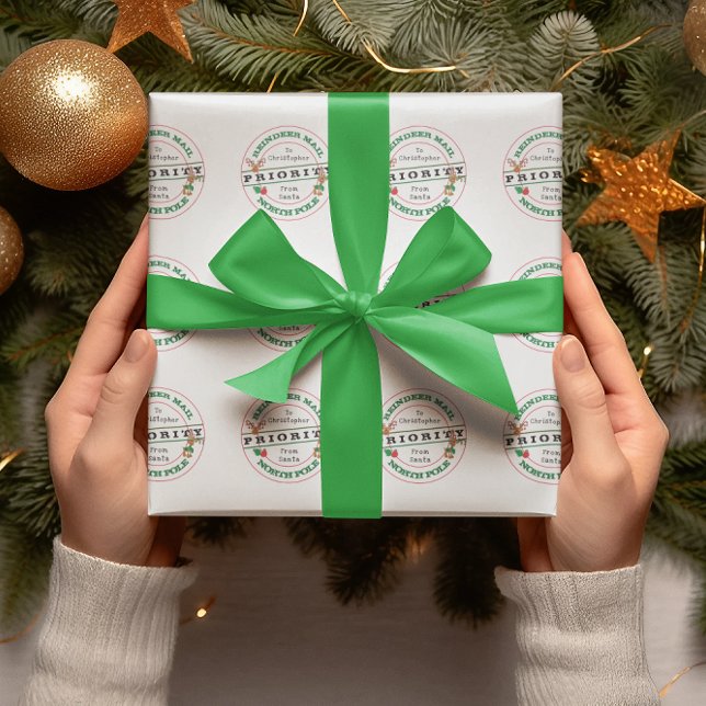 Prioriterad Rensdyrpost från Tomte Julpresent   Presentpapper (Skapare uppladdad)