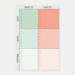 Prioriterade till-punkter post-it block