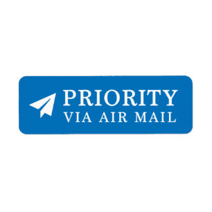 PRIORITERING VIA LUFT MAIL 紙 飛 行 pappert flygplan Returadress Etikett