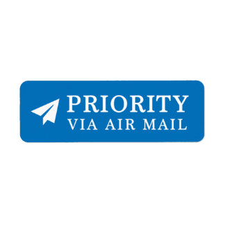 PRIORITERING VIA LUFT MAIL 紙 飛 行 pappert flygplan  Returadress Etikett