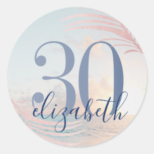 Prioritet för Beach Födelsedagsfest Anpassningsbar Runt Klistermärke