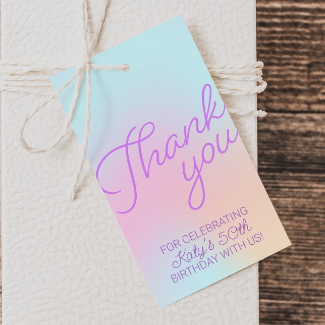 Prioritet för Pastellfärggradient Tack för Retro-k Presentetikett (Skapare uppladdad)