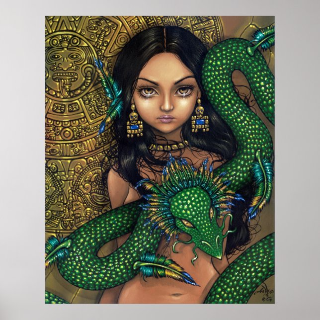Prioritet för Quetzalcoatl Art Print Aztec Dragon Poster (Framsidan)