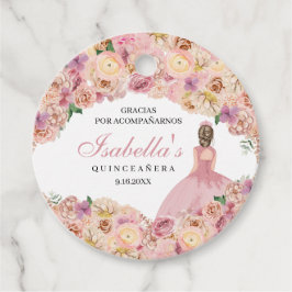Prioritetstaggar för Quinceanera Circle-Blommigt f Gåvor Etiketter
