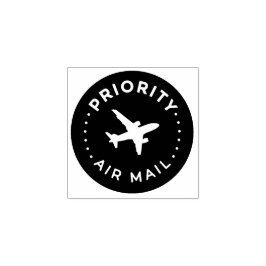 PRIORITY VIA AIR MAIL 飛行機 airplane ラバースタンプ Stämpel