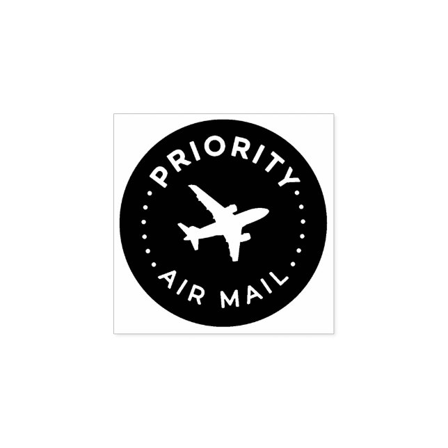 PRIORITY VIA AIR MAIL 飛行機 airplane ラバースタンプ Stämpel (Tryck)