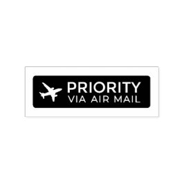 PRIORITY VIA AIR MAIL 飛行機 airplane ラバースタンプ Stämpel