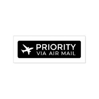 PRIORITY VIA AIR MAIL 飛行機 airplane ラバースタンプ Stämpel