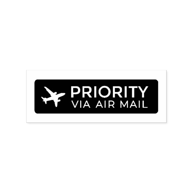PRIORITY VIA AIR MAIL 飛行機 airplane ラバースタンプ Stämpel (Tryck)