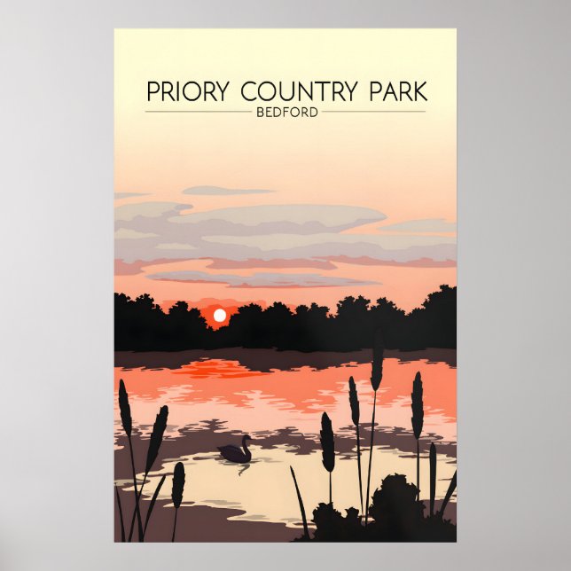 Priory Country Park Bedford Resemappningsaffisch Poster (Framsidan)