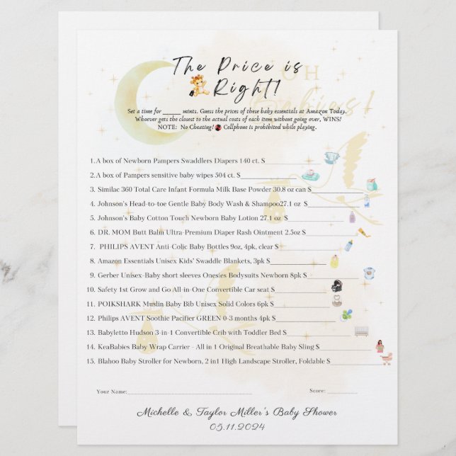 Pris är Höger Baby Shower Game, det är Twillingar! (Fram/baksida)