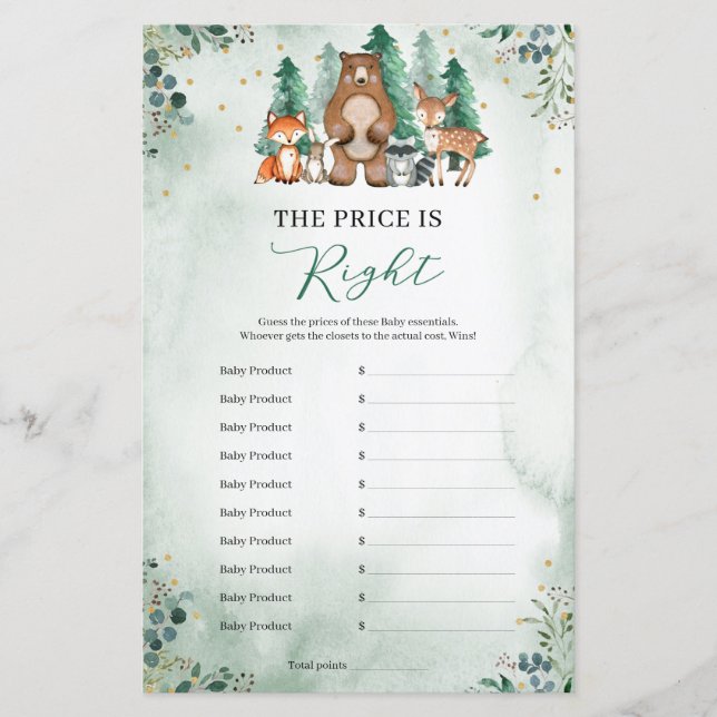 Pris är höger Baby Shower-grönten för viltmark (Framsida)