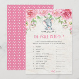 Pris är Högernas Rosa Elephant Baby Shower Game Inbjudningar