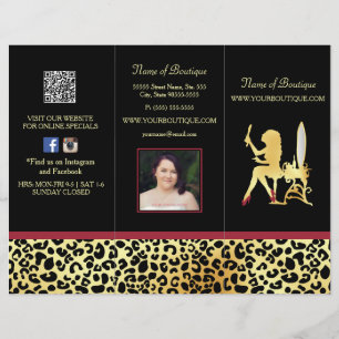PRIS broschyr för FAUX Guld Leopard Trifold Produc
