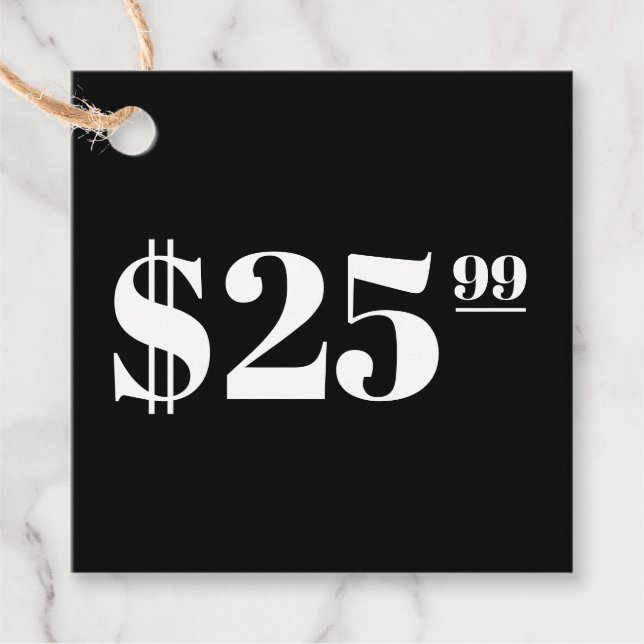 Pris endast svart Märkre-kläder Gåvor Etiketter (Framsida)