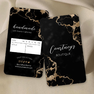 Pris etikett för Black & Guld Marble Clothing Swin Visitkort