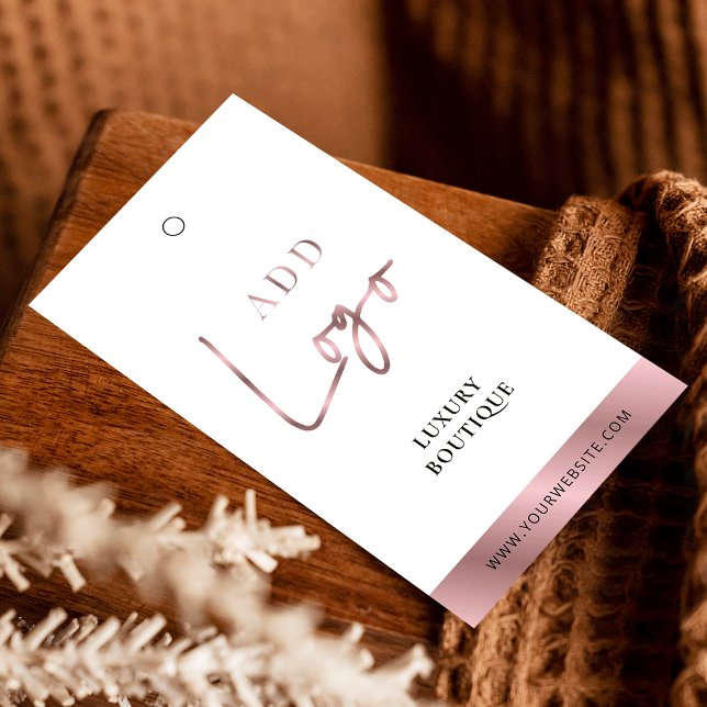 Pris etikett för den moderna Ro Guld Boutique Swin Visitkort (Create stylish labels for your garments using this swing tag design)
