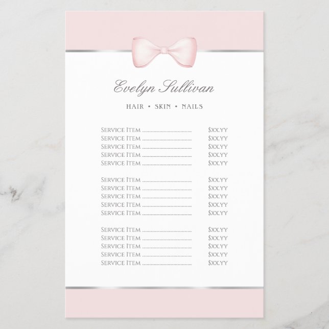 Pris flygblad för rosa av  kokpunktsbutik (Framsidan)