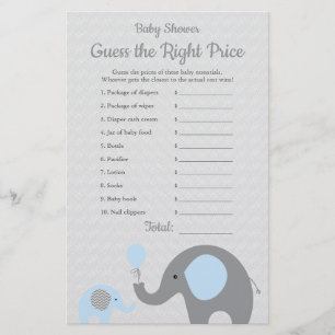 Pris för Blue Elephant Baby Shower är Höger Game Flygblad