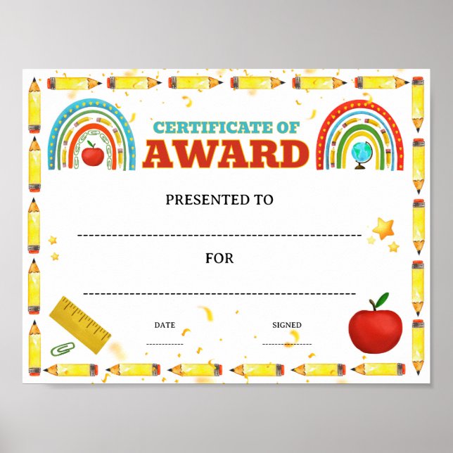 Pris för skolklassens prestation redigerbar poster (Framsidan)
