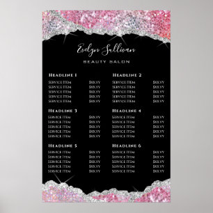 Pris förteckning över Faux glitter rosa-sekvens Poster