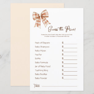 Pris gissning om rosa Bow Girl Baby Shower