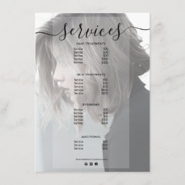 Pris lista för Modern fotoenkel salontjänst på men Meny