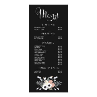 Pris lista för Spa Salon Beautician Menu Designer Reklamkort