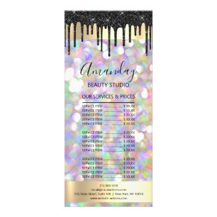 Pris lista Hair Makeup Lash Nagel Drift HoloGraph Reklamkort