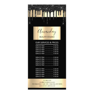 Pris lista Hair Makeup Lash Nagel Guld Drives Blac Reklamkort