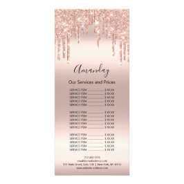 Pris lista Hair Makeup Lash Nagel Vax Ro-drivrutin Reklamkort