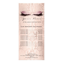 Pris lista Lash Extension Makeup Damask Rosa SPA Reklamkort