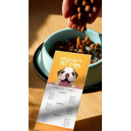 Pris lista med Djuromsorg grooming av badplats med Reklamkort
