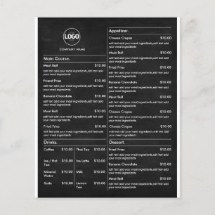 Pris lista Modern affärsmeny i svart kalkboard Flygblad