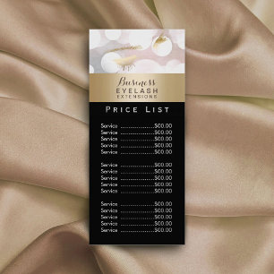 Pris lista   Modernt Silver Guld Eyelash Extension Reklamkort