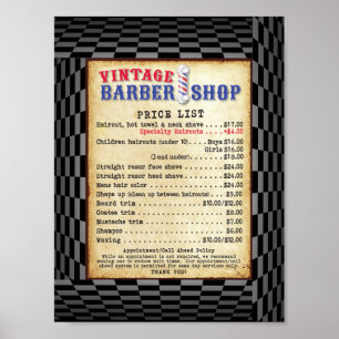 Pris lista över Barber Shop-Vintagar Poster