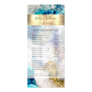 Pris lista över blå Guld glitter Silver Reklamkort