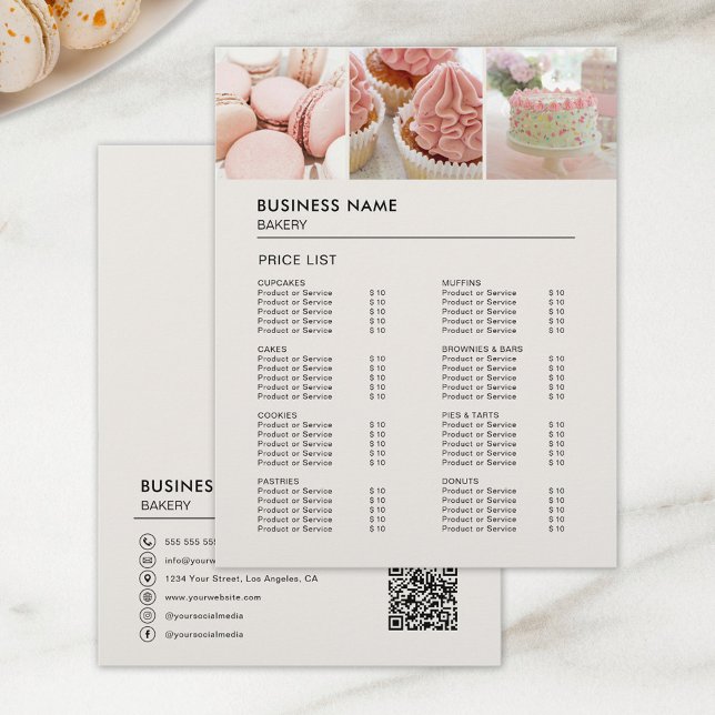 Pris lista över butiksbutiker reklamblad (Bakery Cupcake Cake Shop Create Your Own Price List Flyer by MINTIC DESIGN STUDIO)