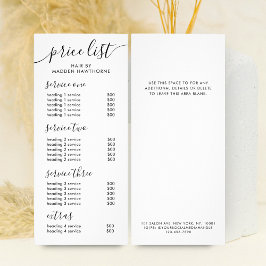 Pris lista över chic Black Calligraphy Business Se Reklamkort