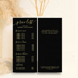 Pris lista över chic Black Guld Typography Service Reklamkort