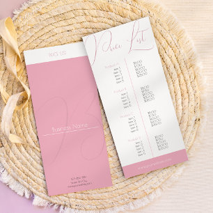 pris lista över elegant rosa dubbla sida vid sida reklamkort