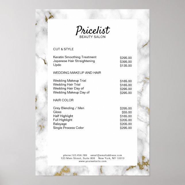 Pris lista över eleganter Poster (Framsidan)