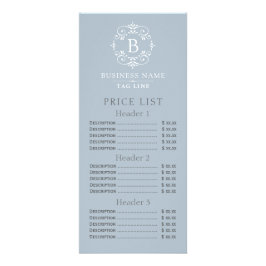 Pris lista över fransk Blue Elegant Monogram Reklamkort