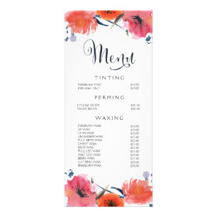 Pris lista över Hair Nagel Spa Salon Beautician Me Reklamkort