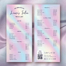Pris lista över holografisk salon-meny för modern  reklamkort