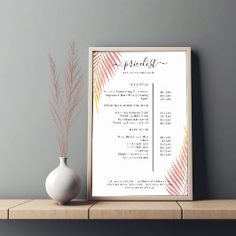 Pris lista över löpesalon för handflatan Poster