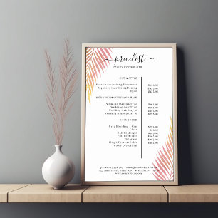 Pris lista över löpesalon för handflatan Poster